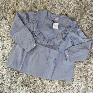 NWT Bonpoint Blue Ruffle Shirt